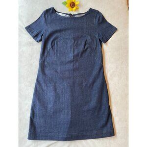 Boden Dark Denim Short Sleeve Dress - Size 8R Dark Academia